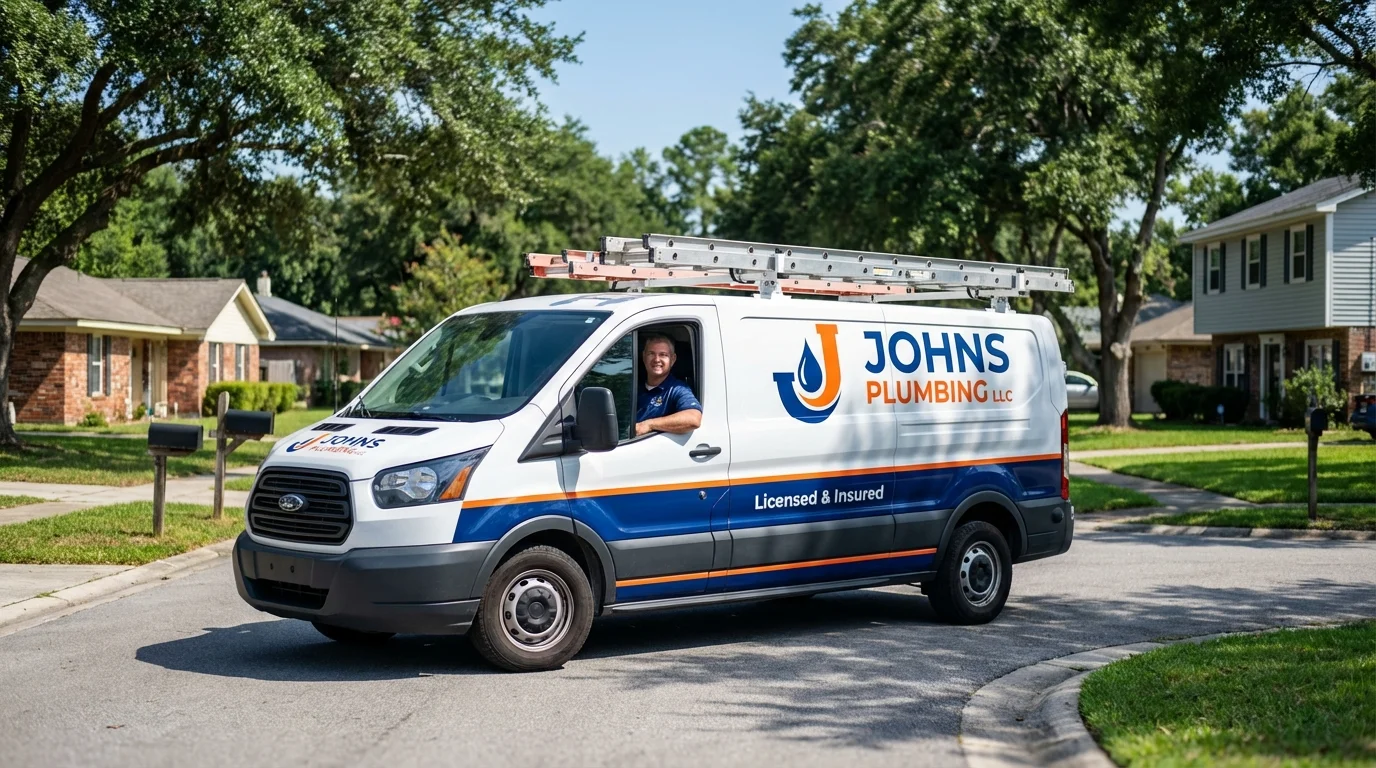 Johns Plumbing LLC service van in Washingtonville, NY