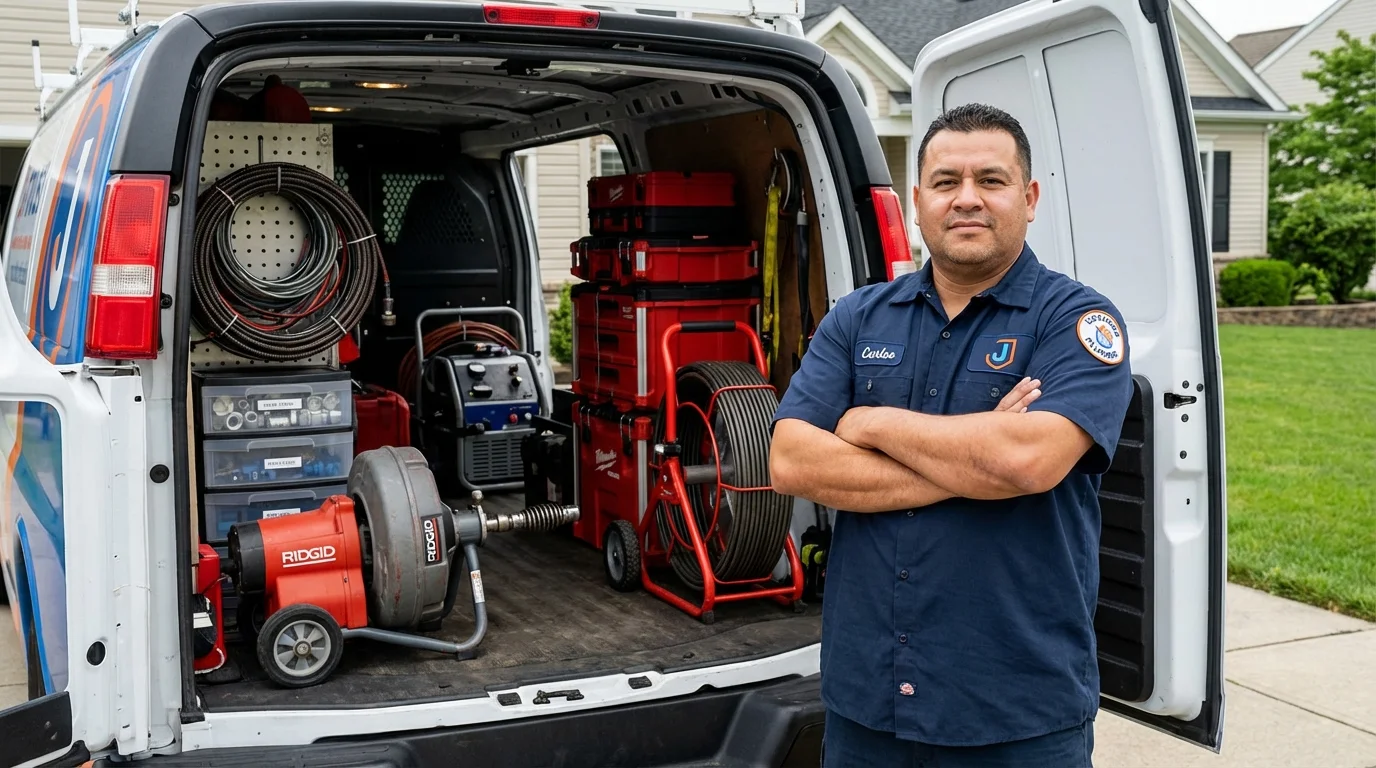 Professional drain cleaning equipment and Johns Plumbing LLC plumber in Washingtonville