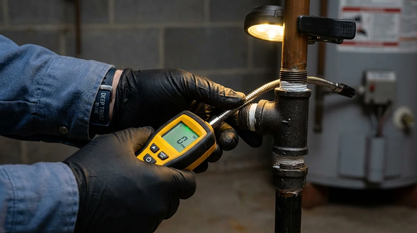 Gas leak detection with electronic sniffer by Johns Plumbing LLC in Washingtonville