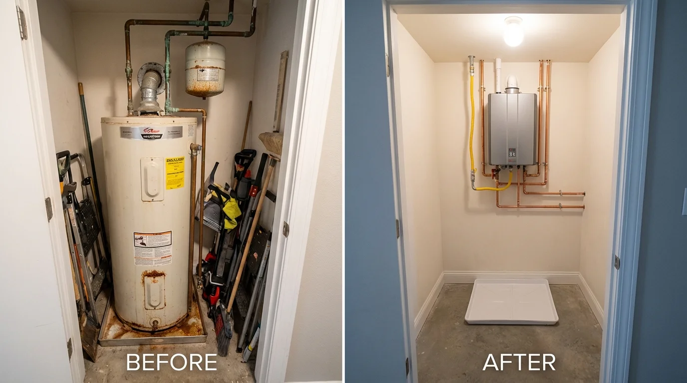 Tank water heater versus wall-mounted tankless unit comparison for Washingtonville, NY homeowners