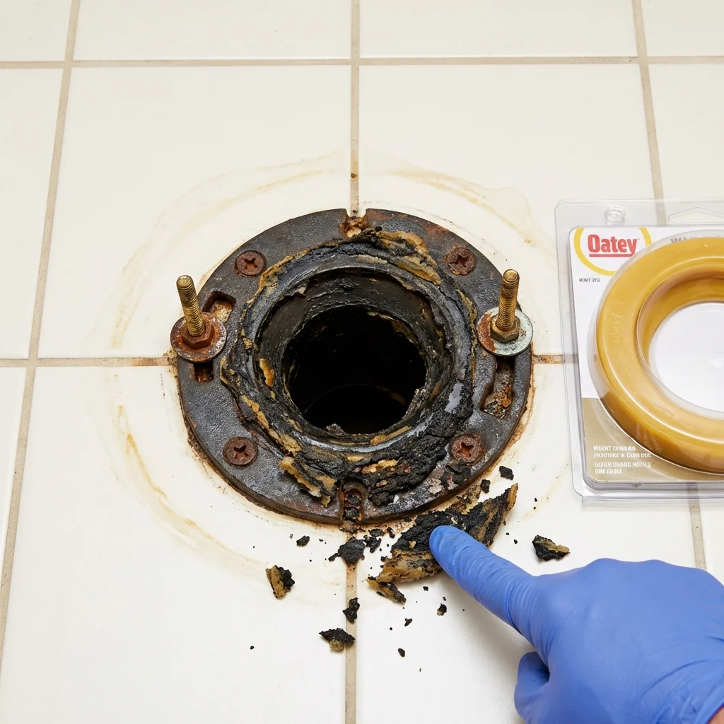 Failed wax ring showing water seepage at the base of a toilet in a Washingtonville, NY home