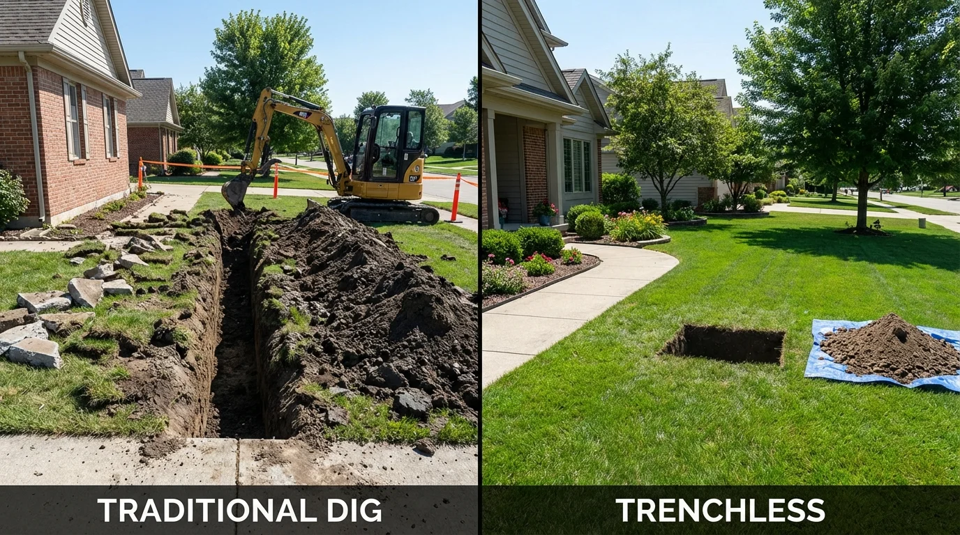Trenchless sewer repair with minimal yard damage versus traditional excavation in Washingtonville, NY